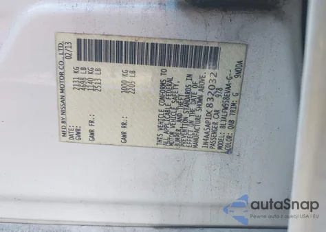 2013 Nissan Maxima 3.5 Sv from USA, damaged, VIN 1N4AA5AP1DC832032